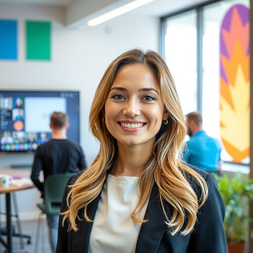 A professional portrait of a female team member with an engaging smile