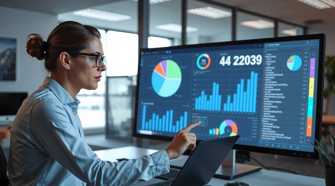 Digital marketing professional working with AI tools on a futuristic interface