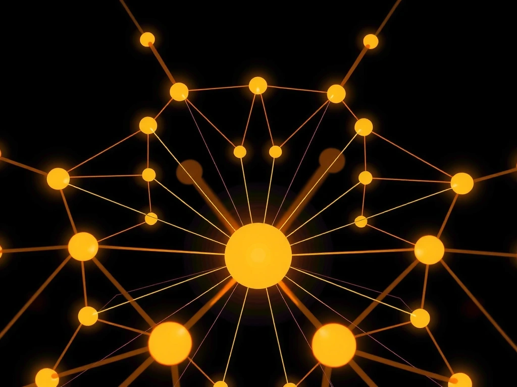 Abstract representation of brand identity with interconnected elements and a glowing core