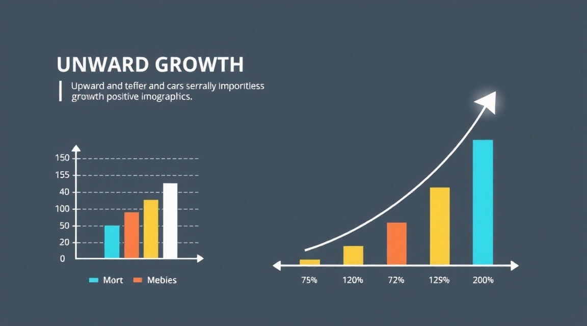 Abstract infographic showing upward trends and positive growth metrics with clean, modern design elements, no text.
