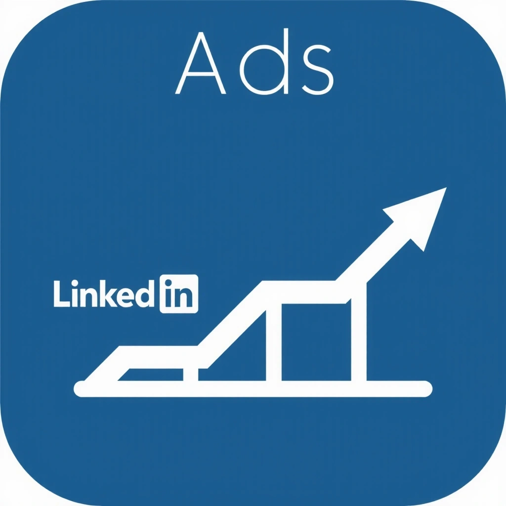 Icon representing LinkedIn Ads, with the LinkedIn logo and an upward trend arrow, no text.