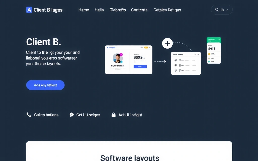 Screenshot of a newly designed, clean landing page for Client B's software, showcasing optimized layout and clear call-to-action buttons, no text.