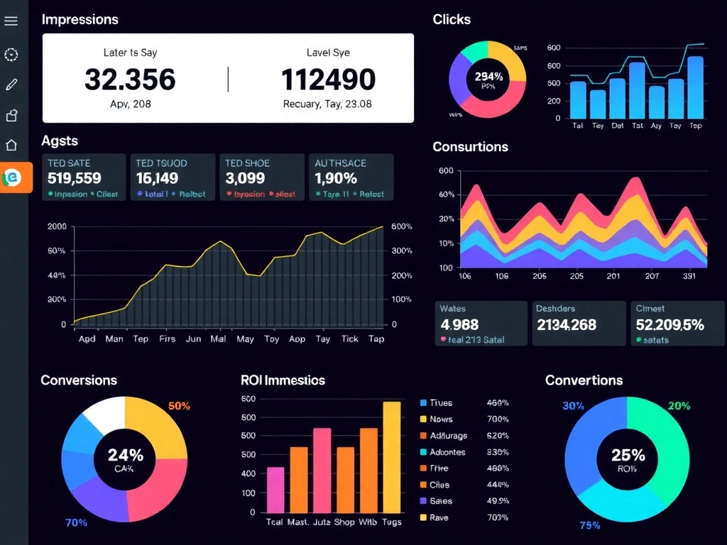 Digital advertising campaigns dashboard with charts and data