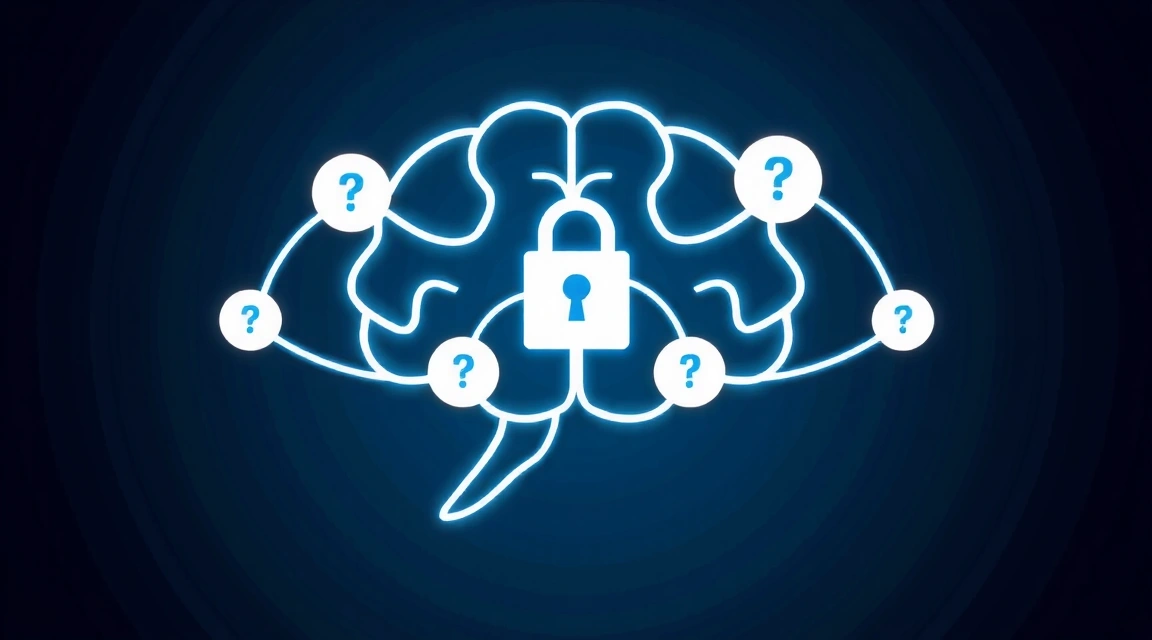 Abstract representation of intellectual property with a stylized brain and digital connections